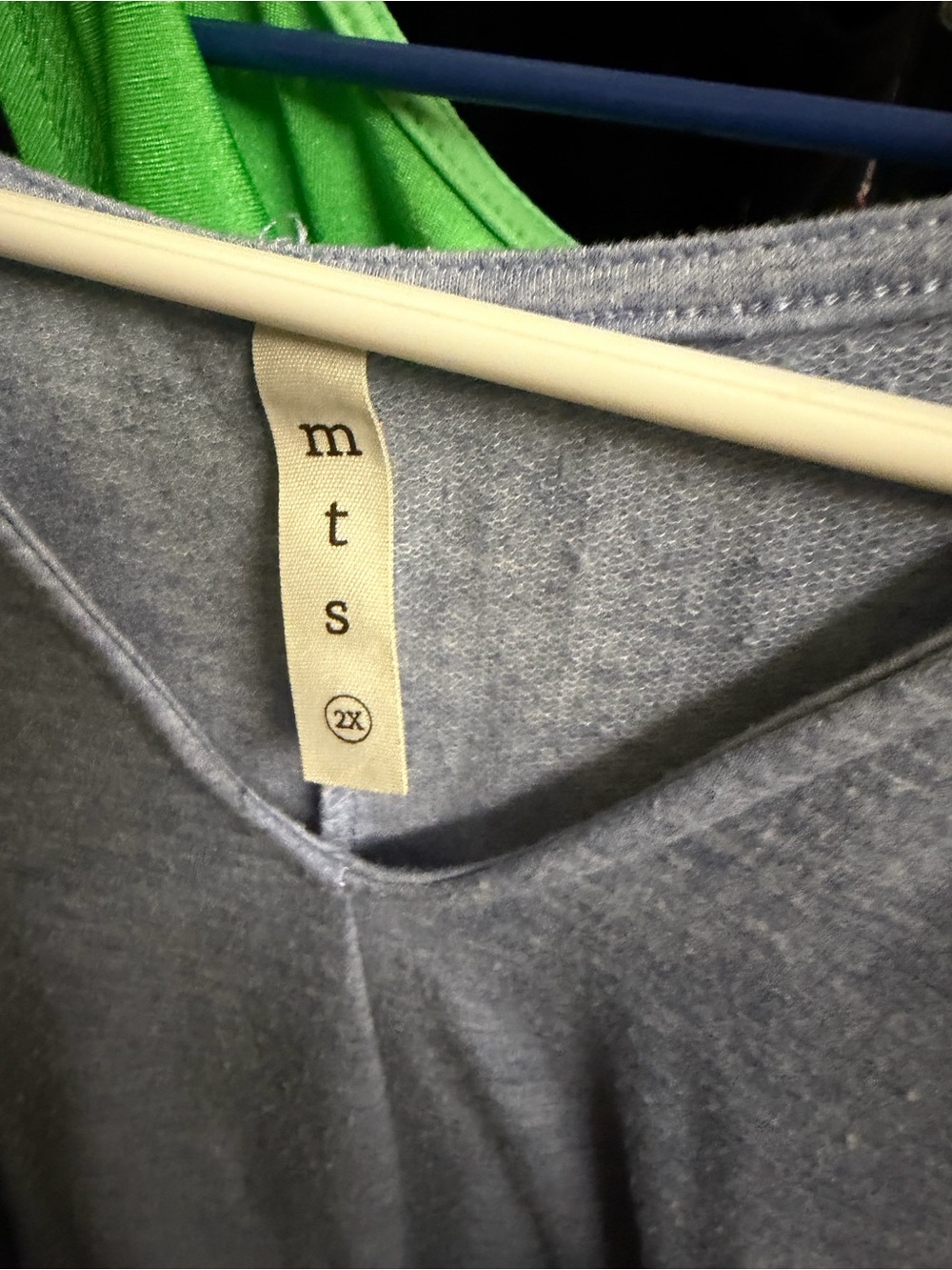 mts Heathered Blue V-Neck Straight/Slip Dress - Picture 3 of 4